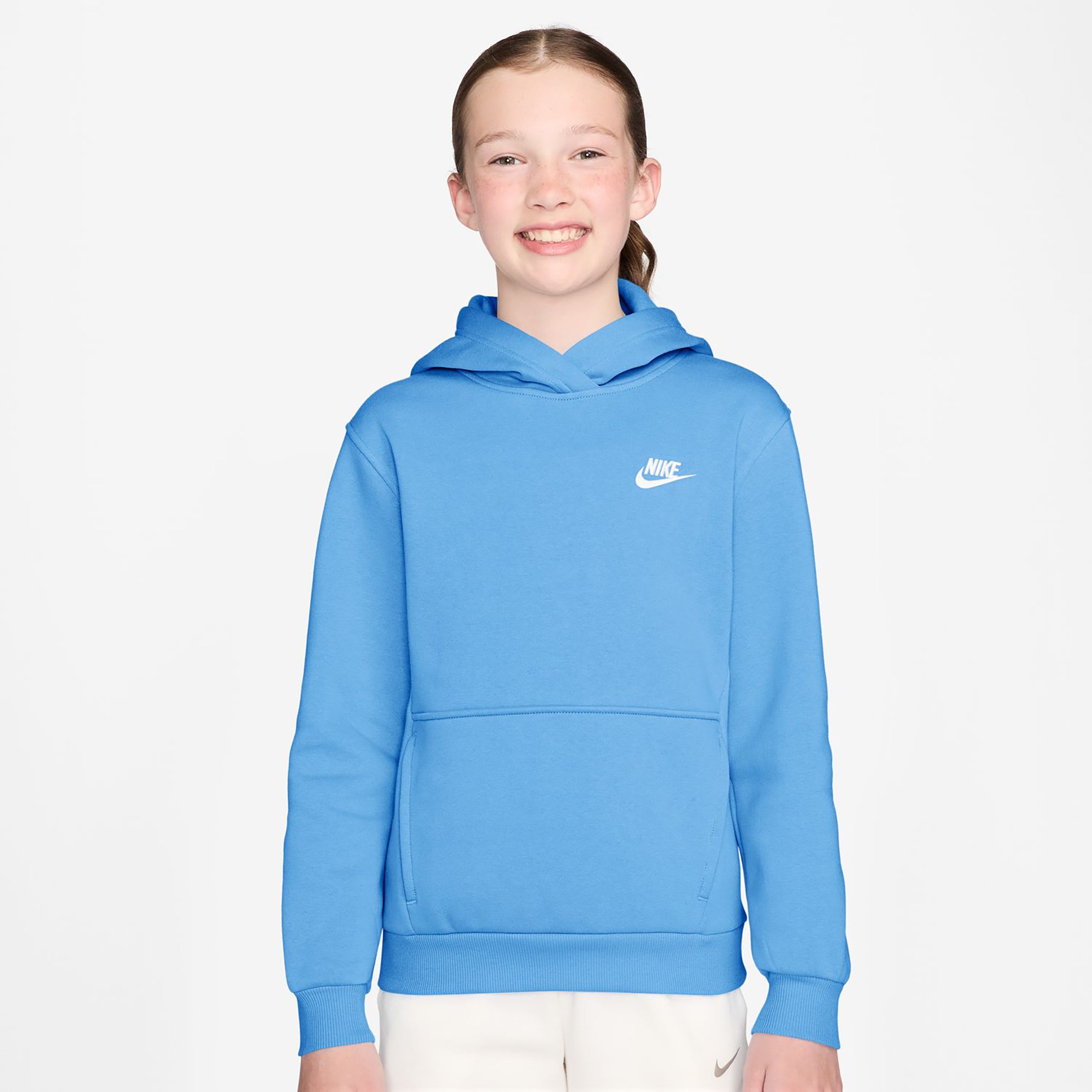 Nike Club Fleece Sweater met capuchon Kinderen - lichtblauw, wit