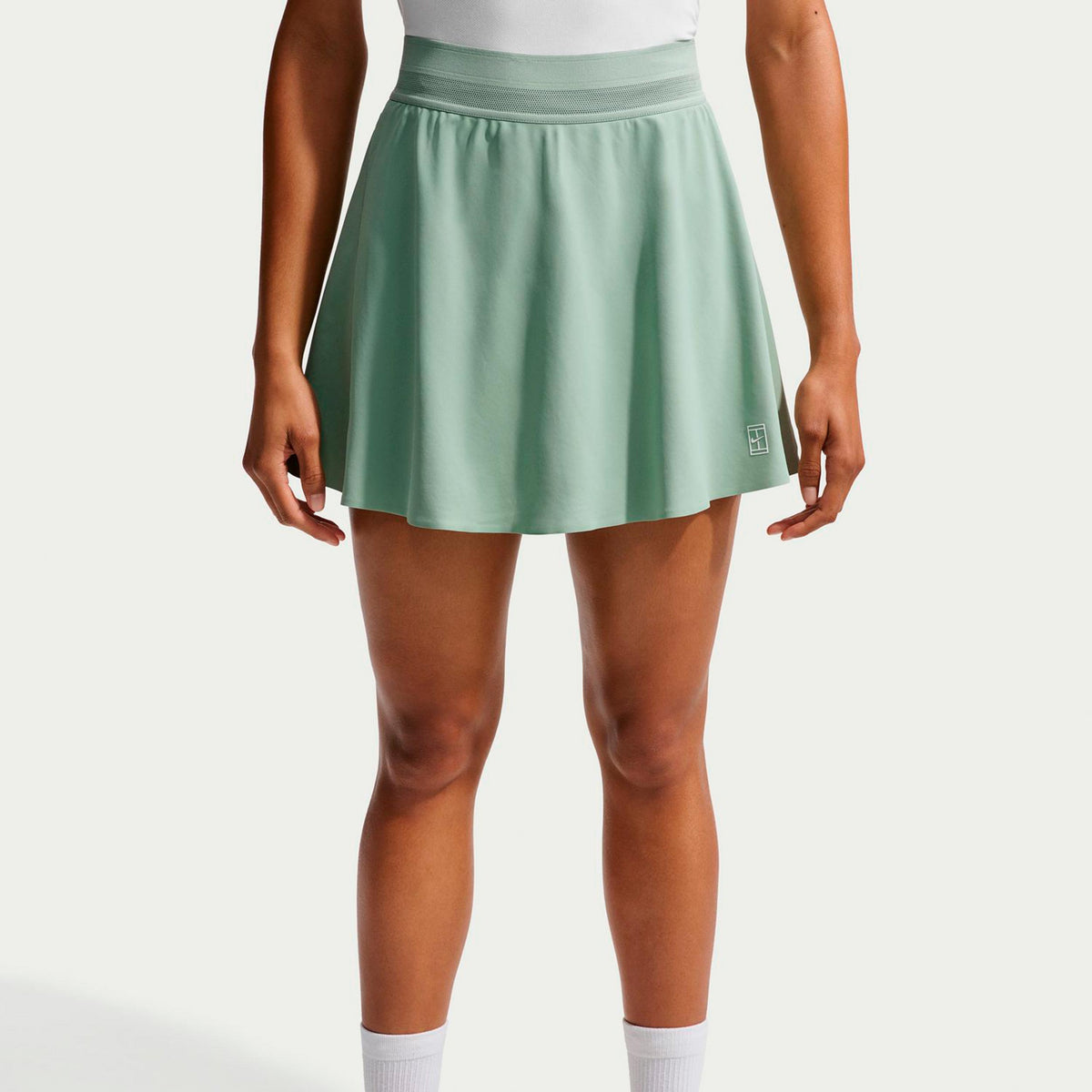 Nike Court Dri-FIT Advantage Ace High Rise Rok Dames - grijsgroen, wit
