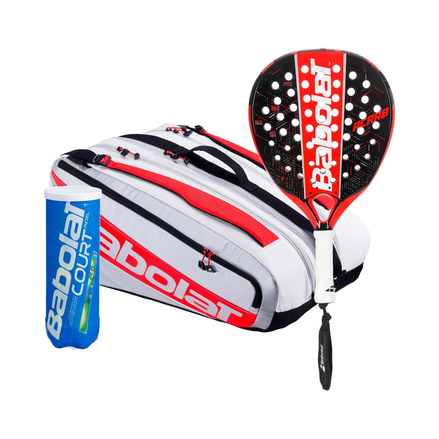Babolat Pack de 3 ACRAB  plus sac de raquettes, + tube de balles