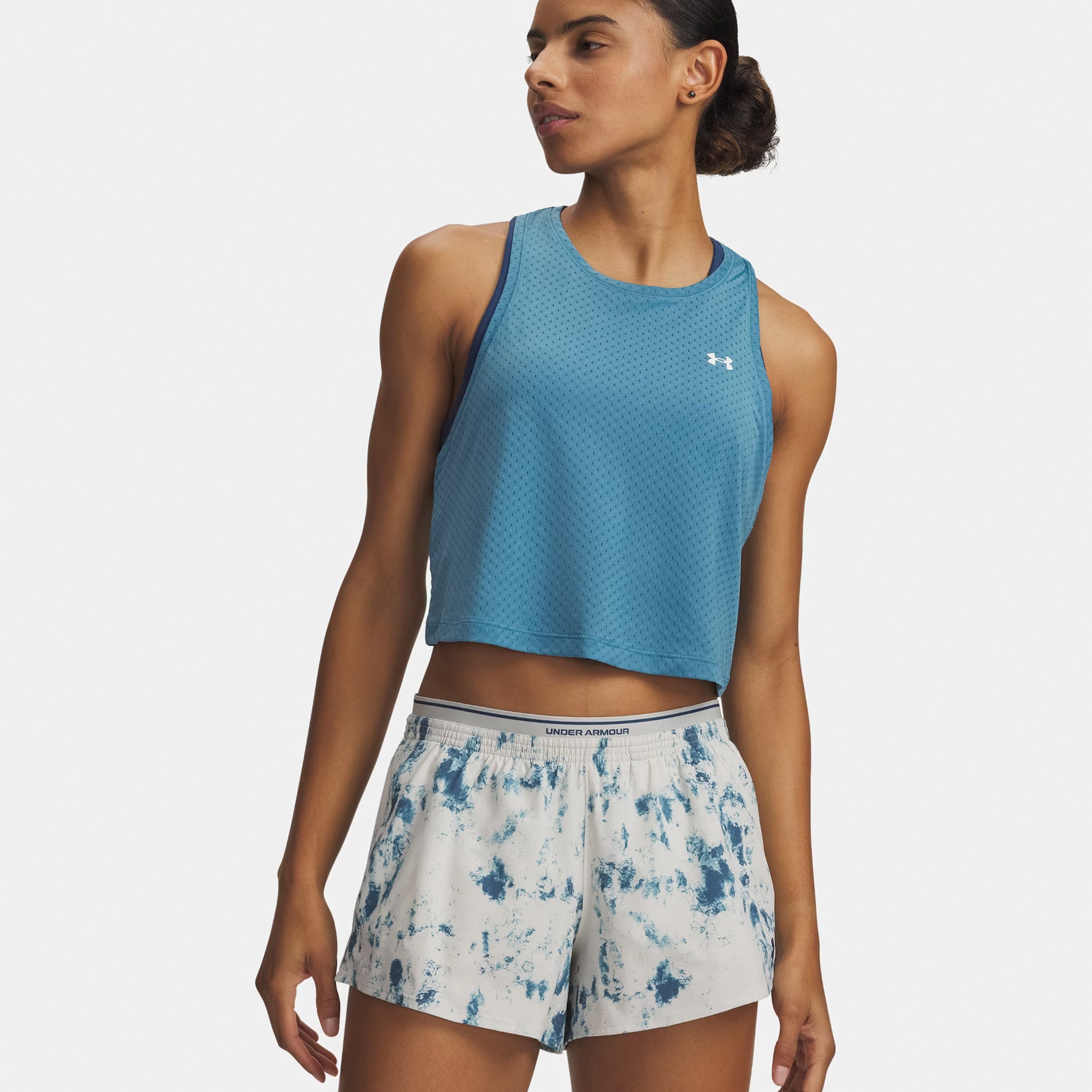 Under Armour Tech Sport Mesh Crop Tanktop Dames-blauw