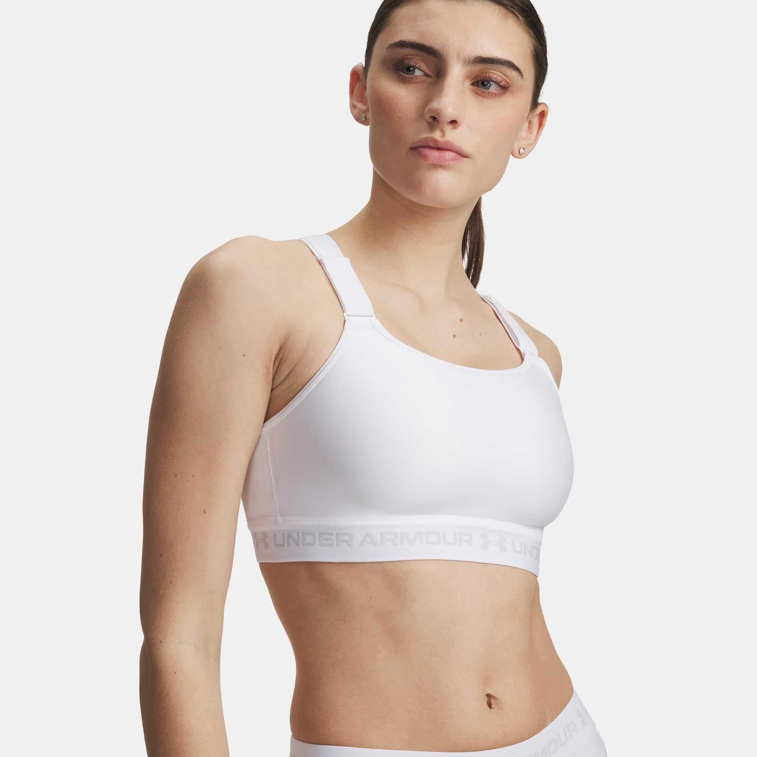 Under Armour HeatGear High Soutien-gorge sport Femmes-blanc, gris