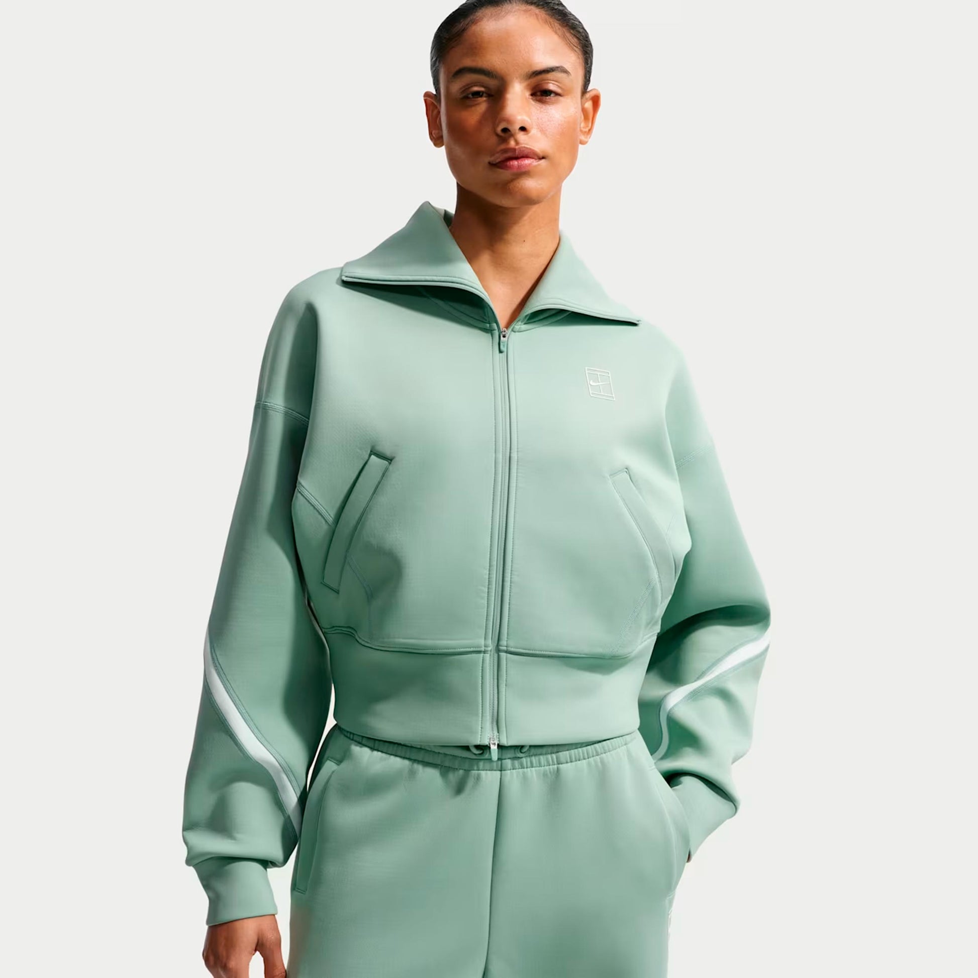 Nike Court Dri-Fit Advantage  Trainingsjack Dames - grijsgroen, wit