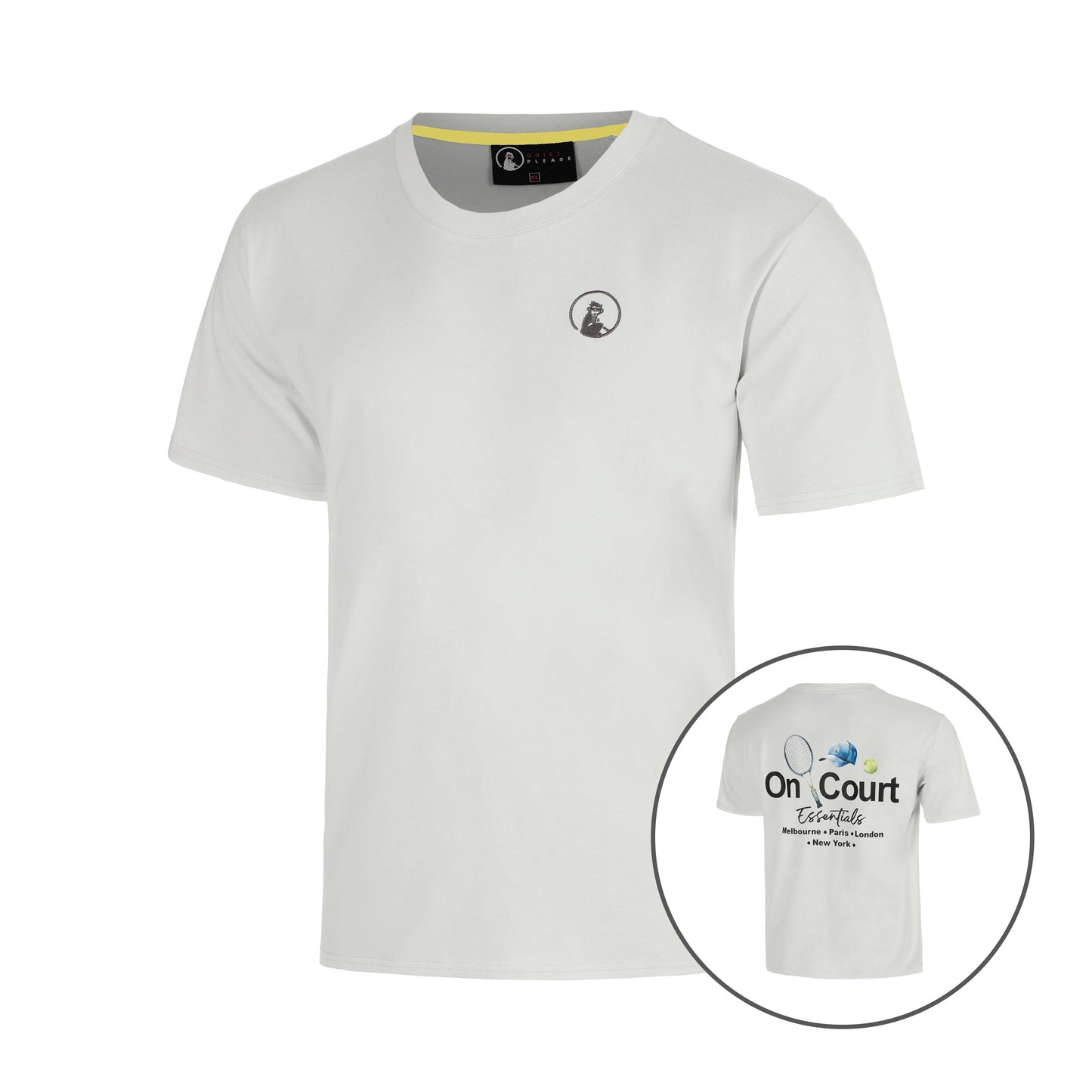Quiet Please Crush On Court Essentials T-shirt Garçons-gris clair, noir