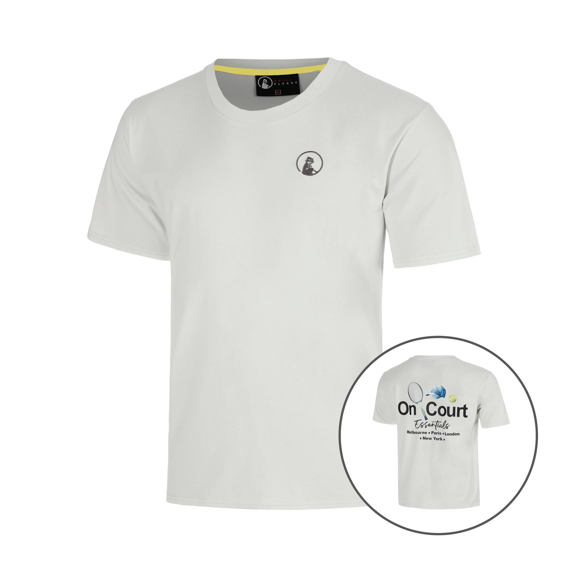 Quiet Please Crush On Court Essentials T-shirt Garçons-gris clair, noir