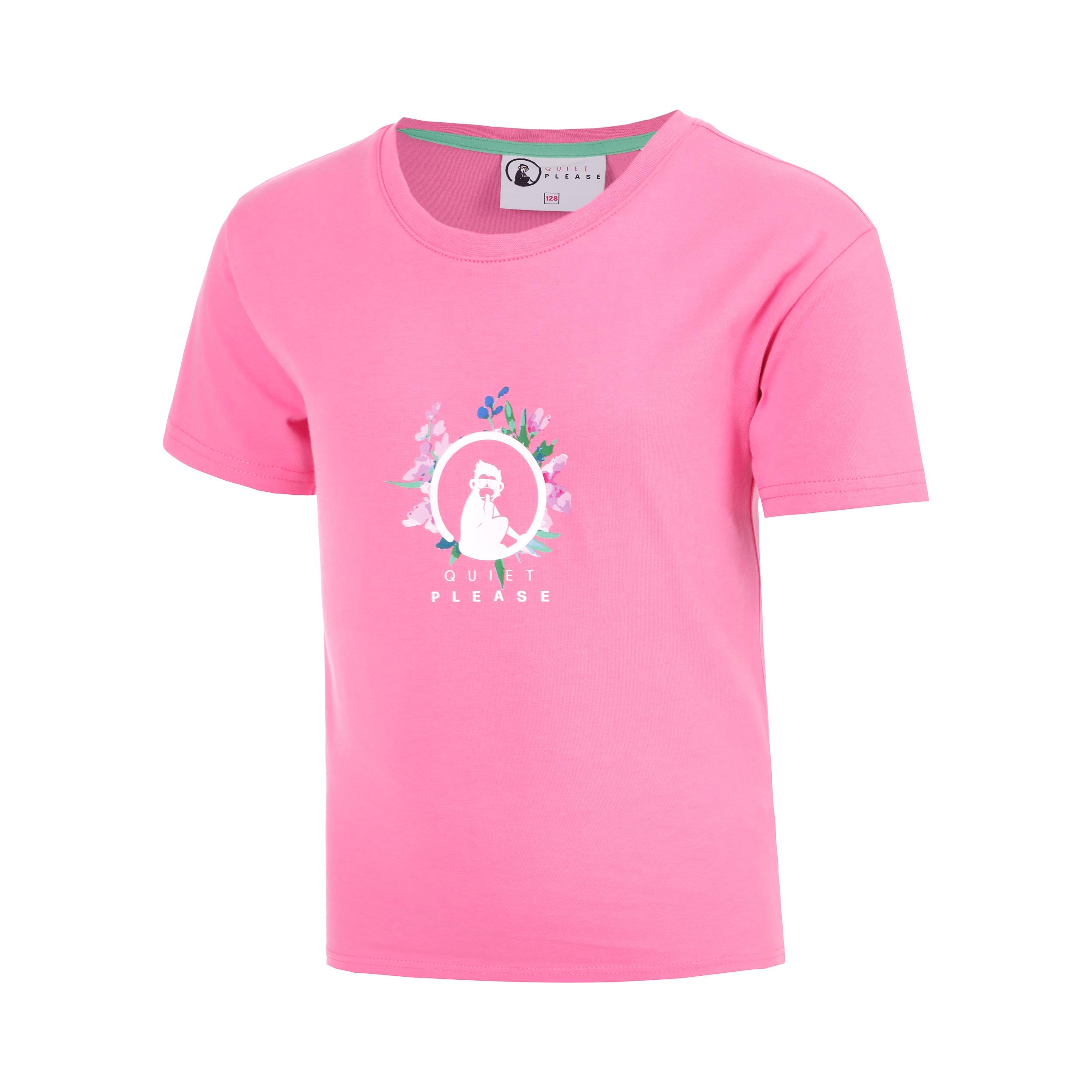 Quiet Please Joy Flower Logo T-shirt Meisjes-pink, wit