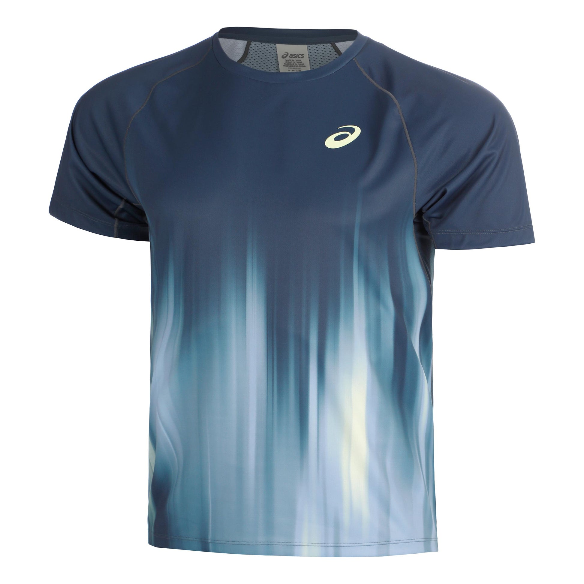 ASICS AOP T-shirt Heren - donkerblauw, limoen