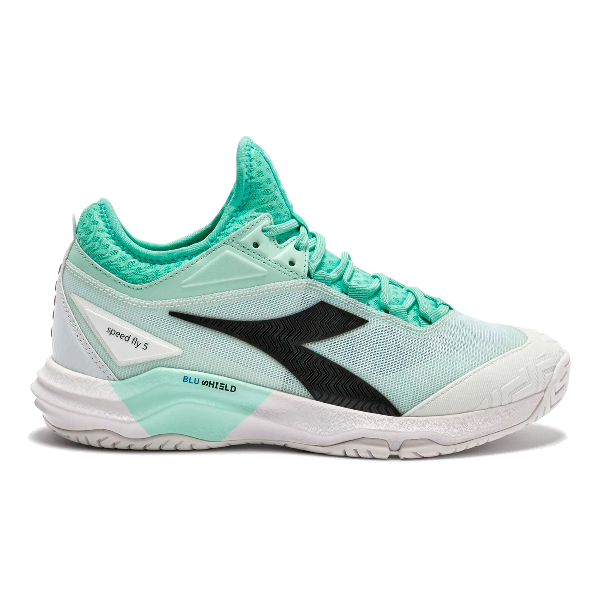 Diadora Speed Blushield Fly 5 Allcourt schoen Dames-turkoois, zwart