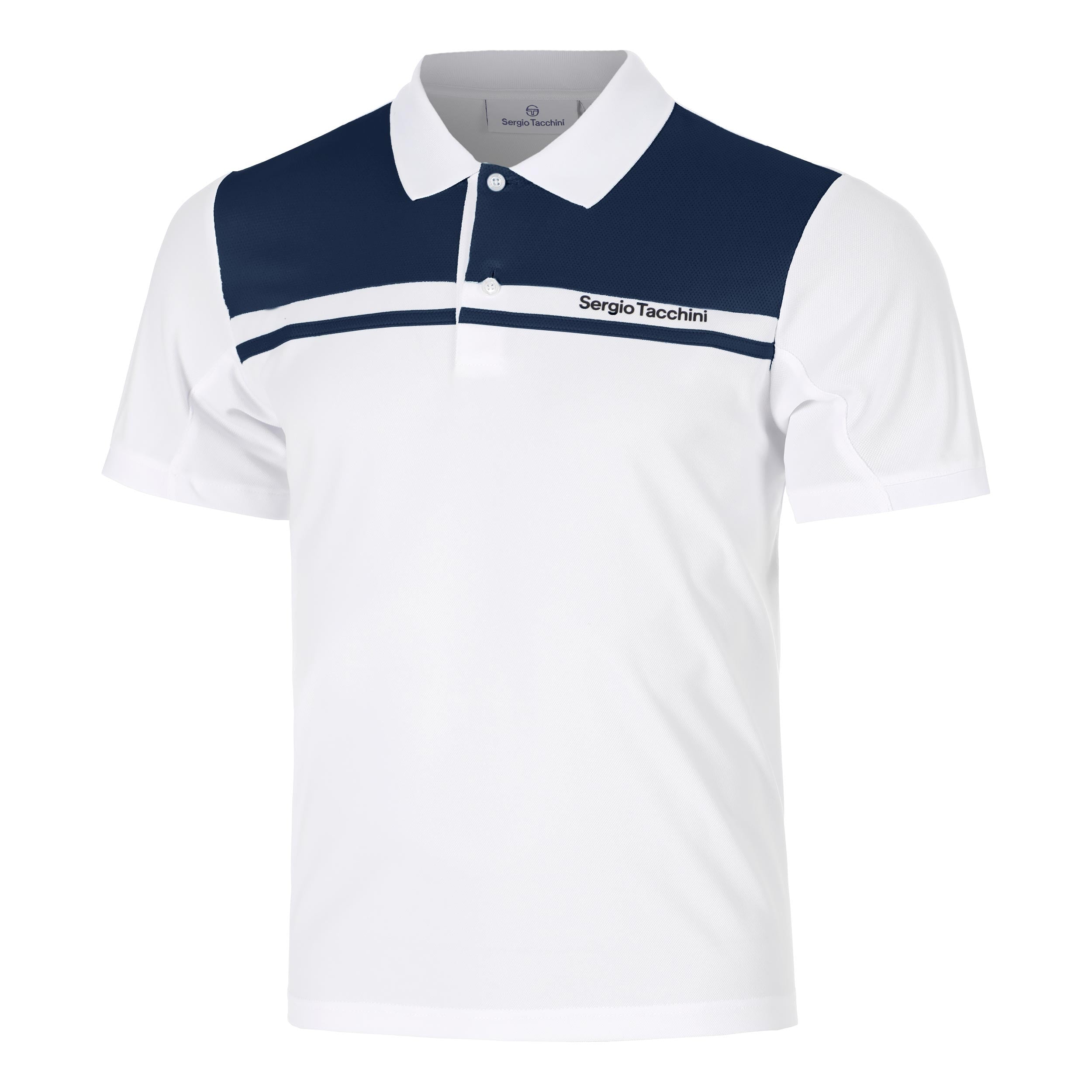 Sergio Tacchini Riflesso Polo Hommes - blanc, bleu foncé