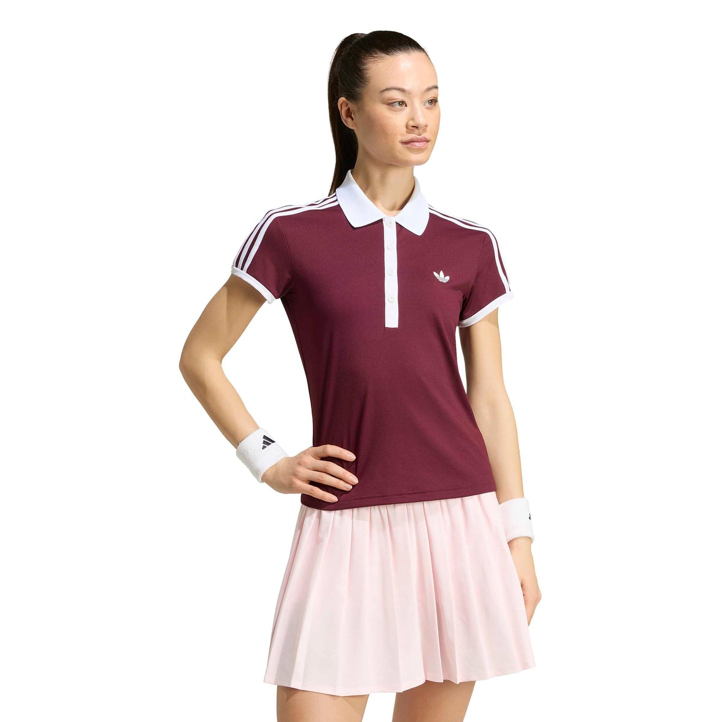 adidas Classics Polo Dames - wijnrood, wit