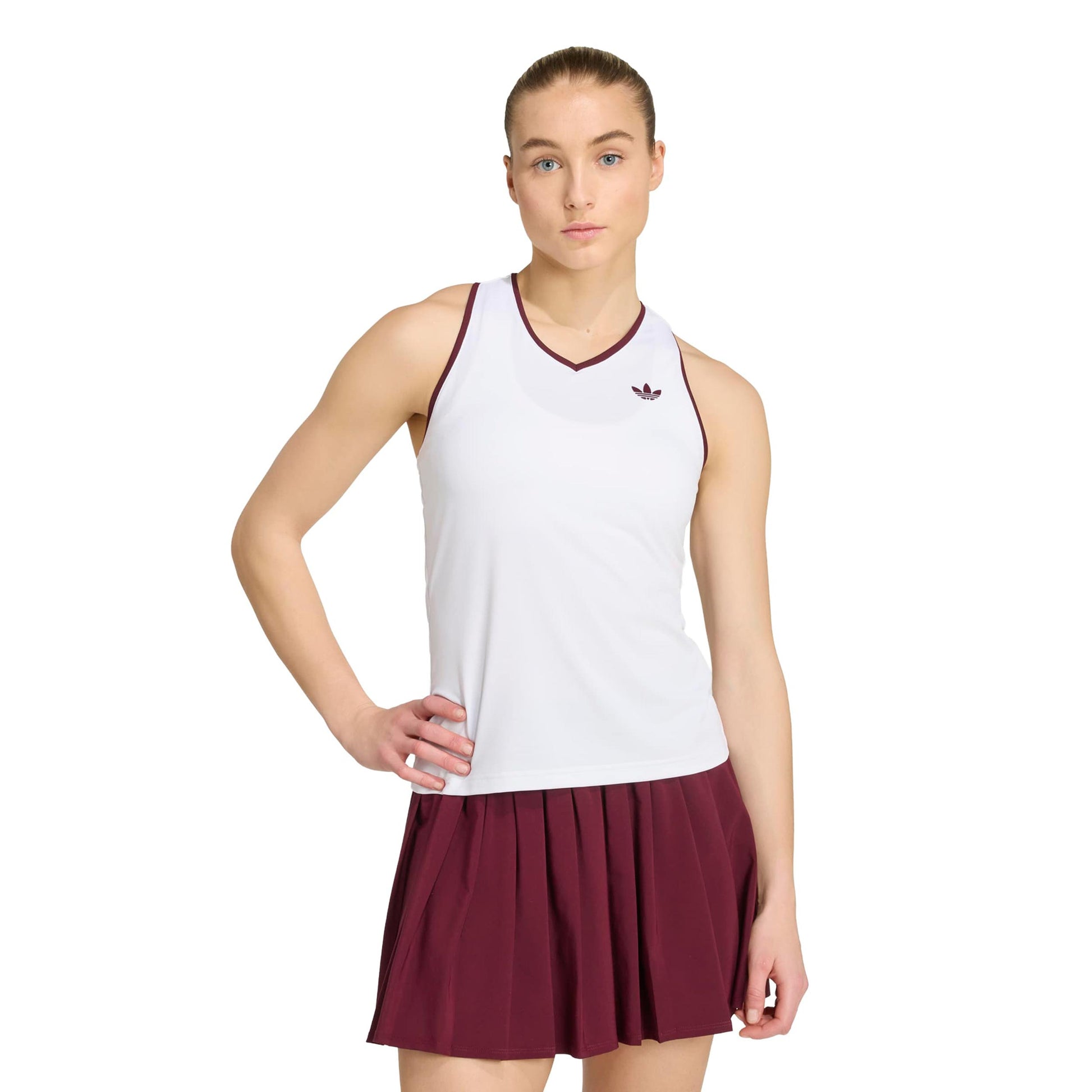 adidas Classics Tanktop Dames - wit, wijnrood