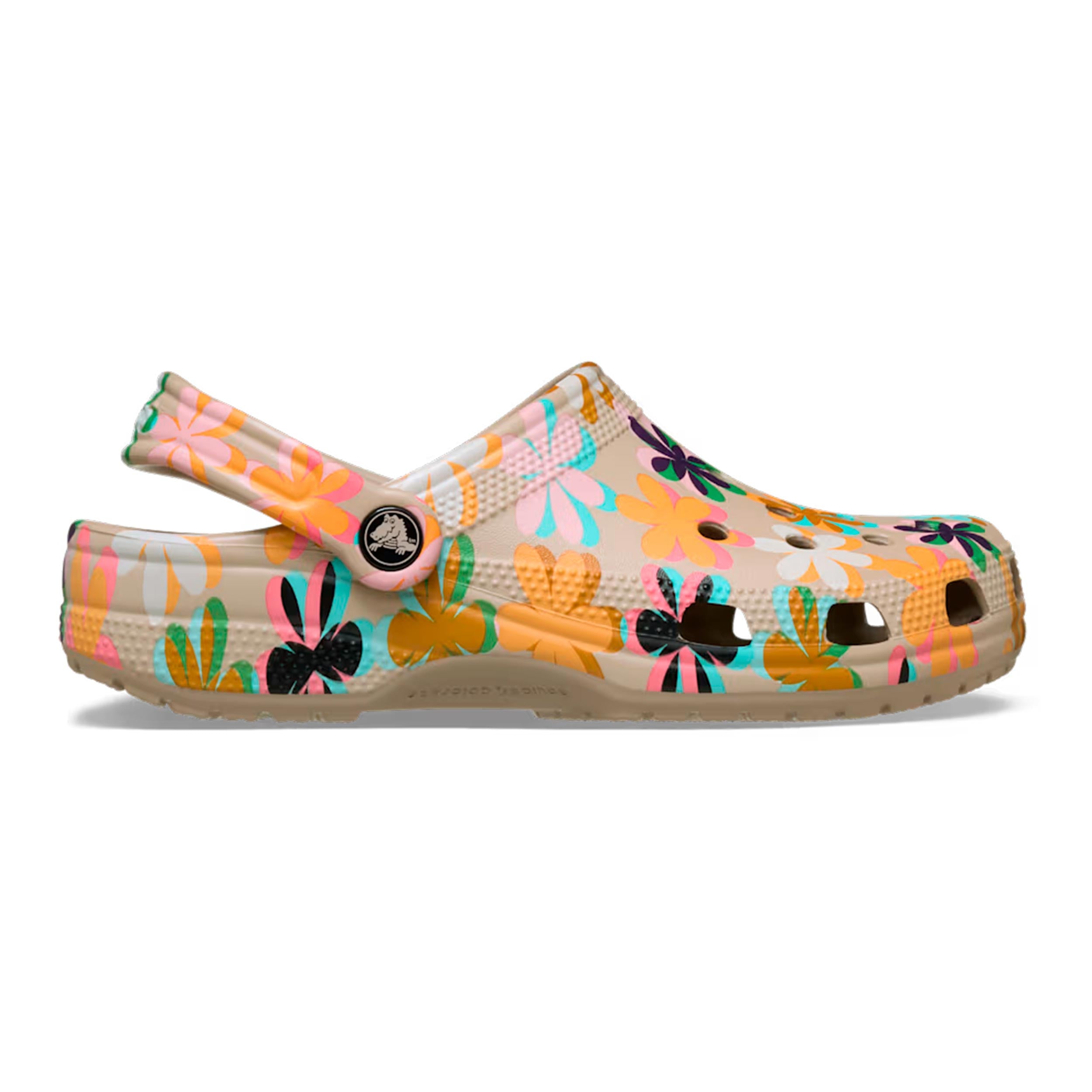 Crocs Classic Graphic Clog Badslippers Dames - beige, veelkleurig
