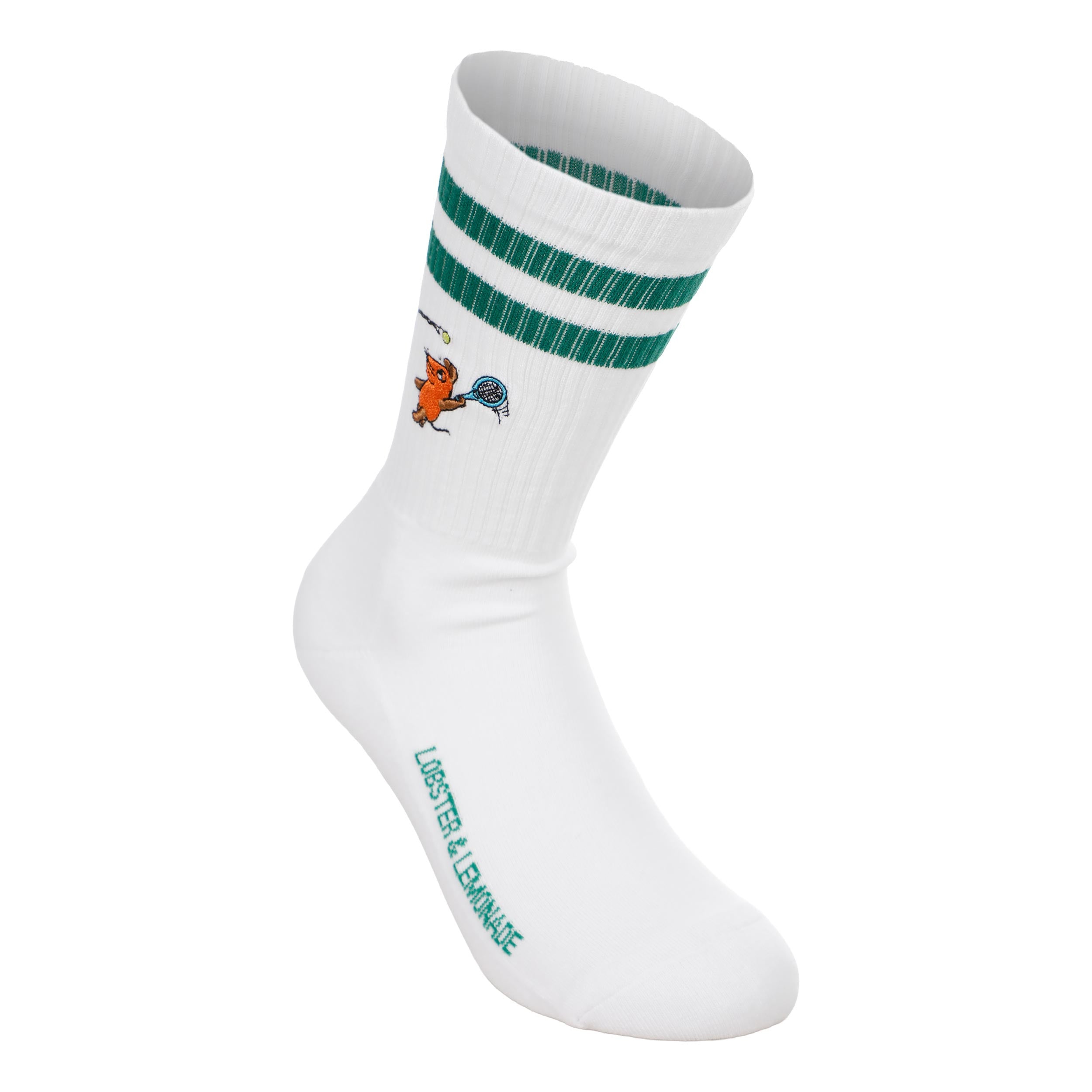 Lobster & Lemonade Maus Tennis Sportsokken Unisex - wit, groen