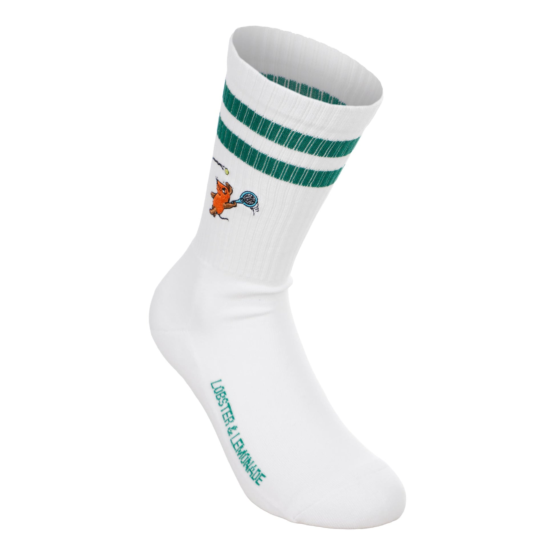 Lobster & Lemonade Maus Tennis Sportsokken Unisex - wit, groen