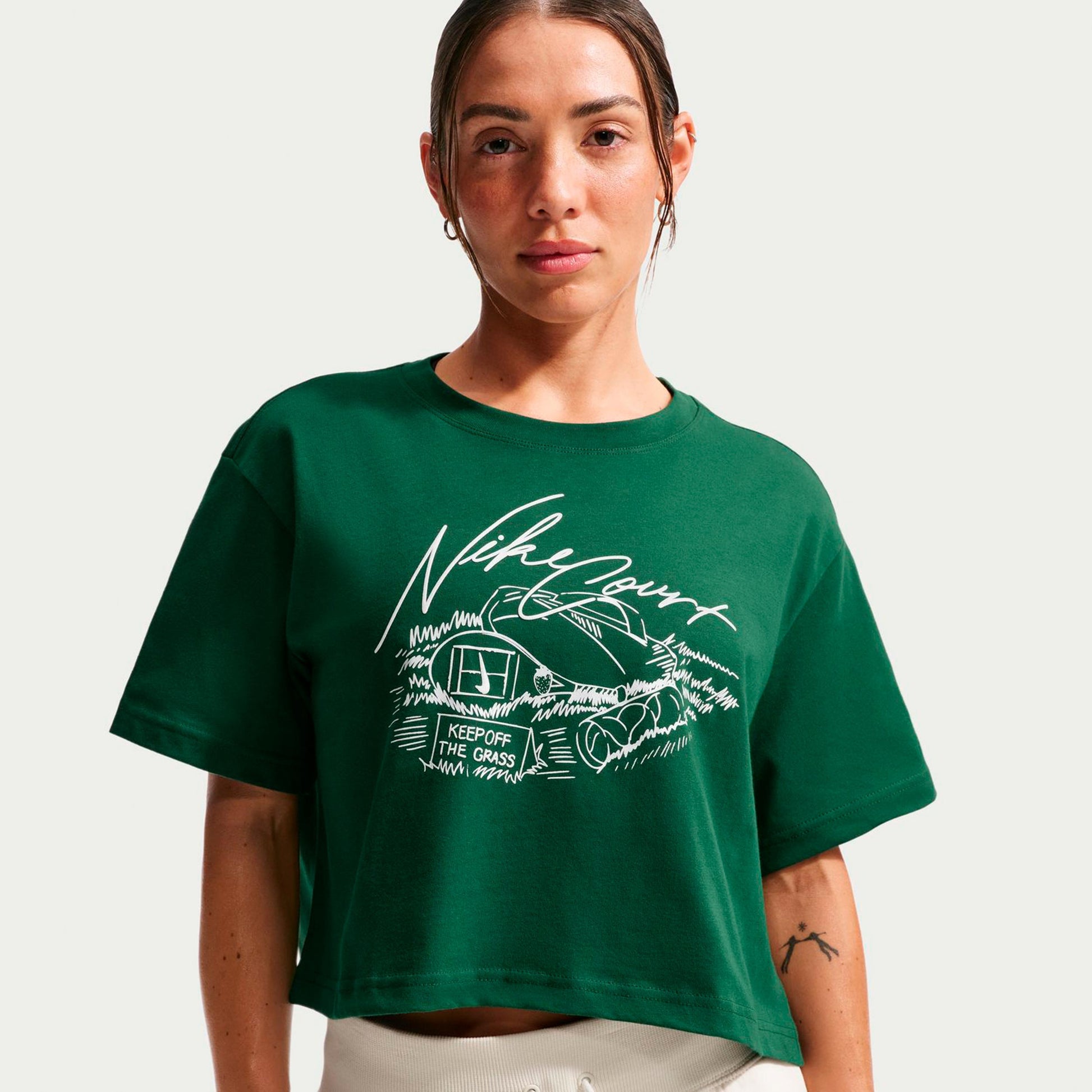 Nike Slam Crop T-shirt Dames - donkergroen