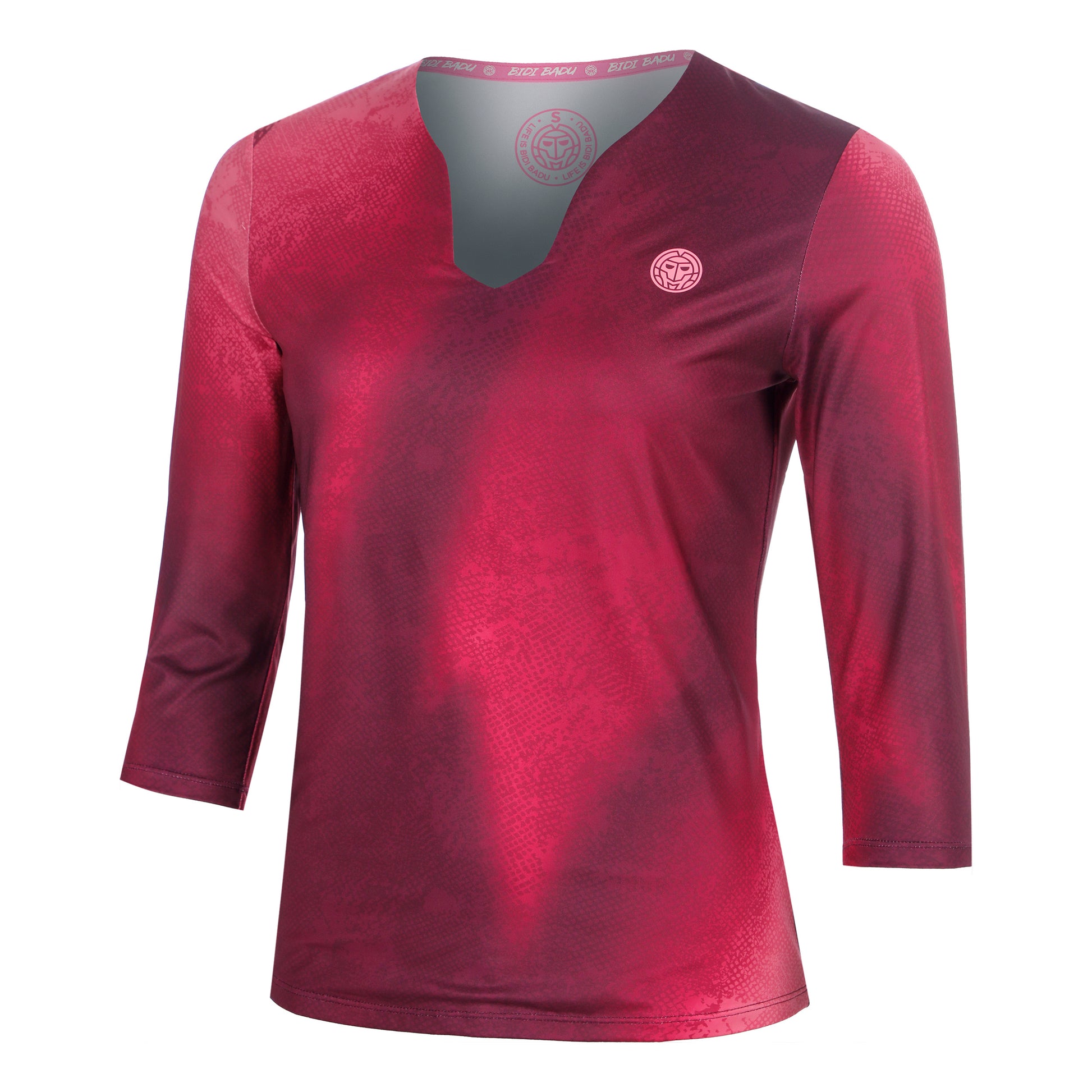 BIDI BADU Freeze Out V-Neck Printed  Longsleeve Dames - donkerrood