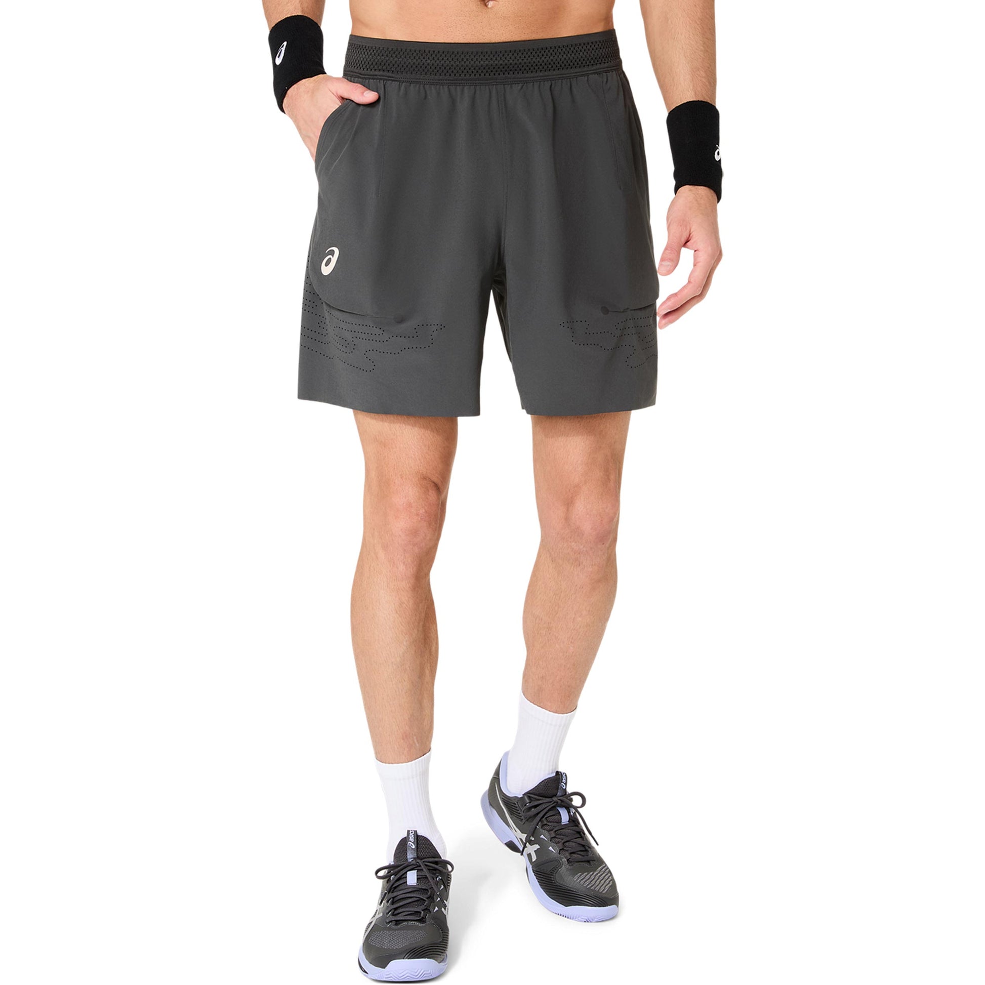 ASICS Match Laser Cut 7in Shorts Heren - donkergrijs, donkerblauw