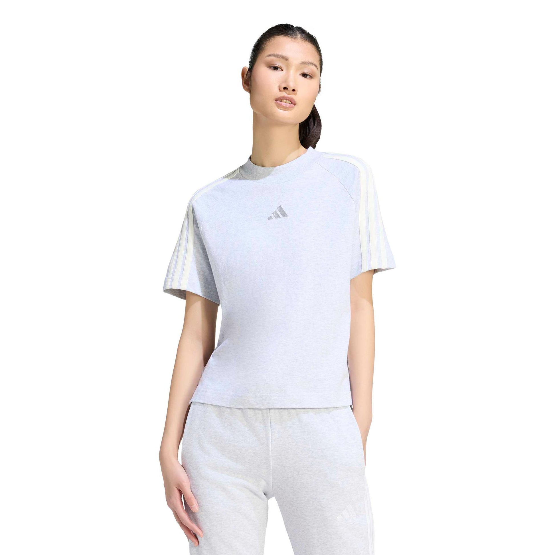 adidas 3Stripes T-shirt Dames - lichtgrijs, gebroken wit