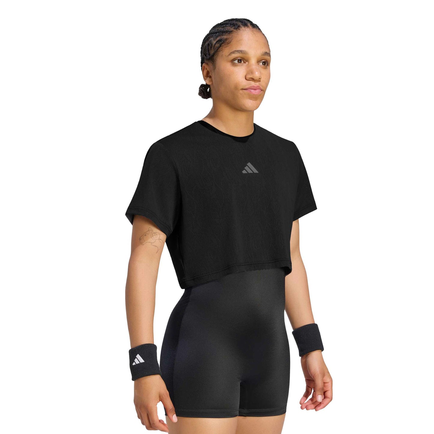 adidas Pro Crop T-shirt Dames - zwart