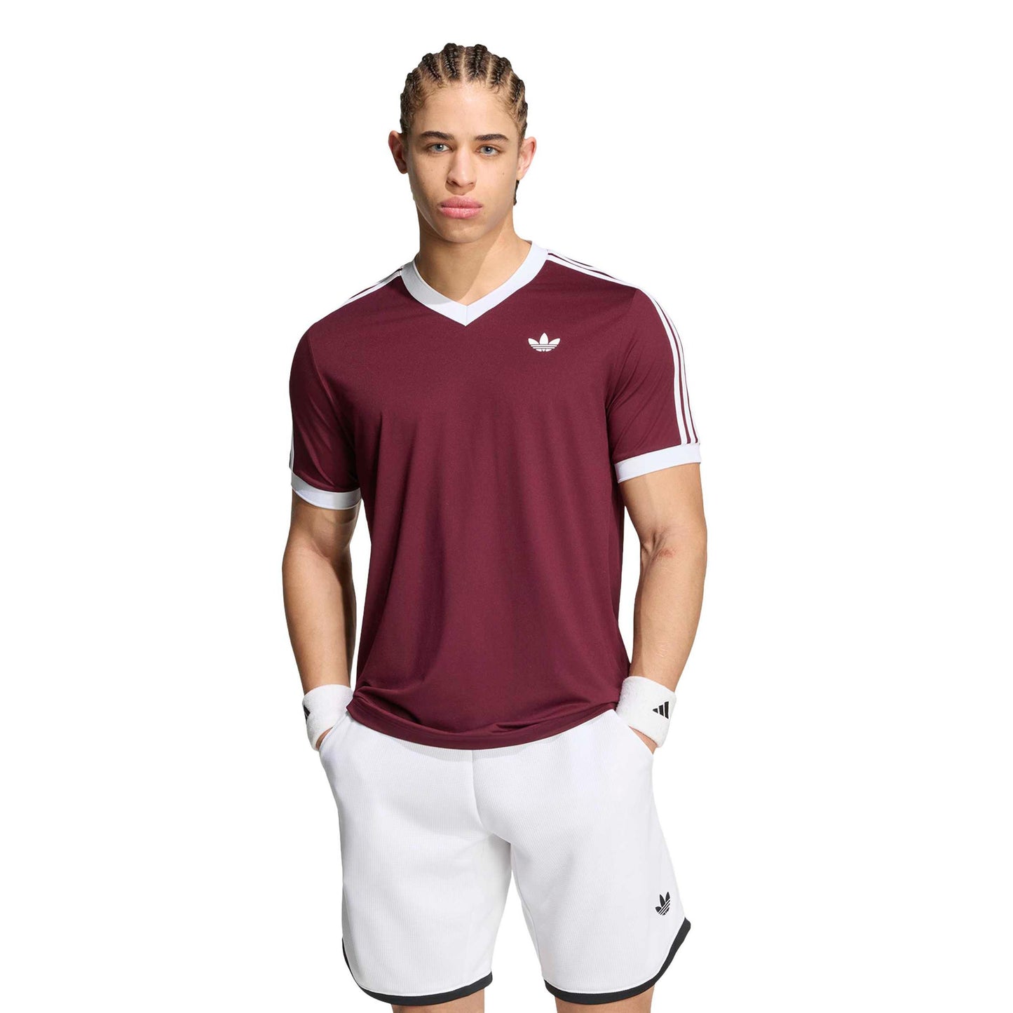 adidas Classics T-shirt Heren - wijnrood, wit