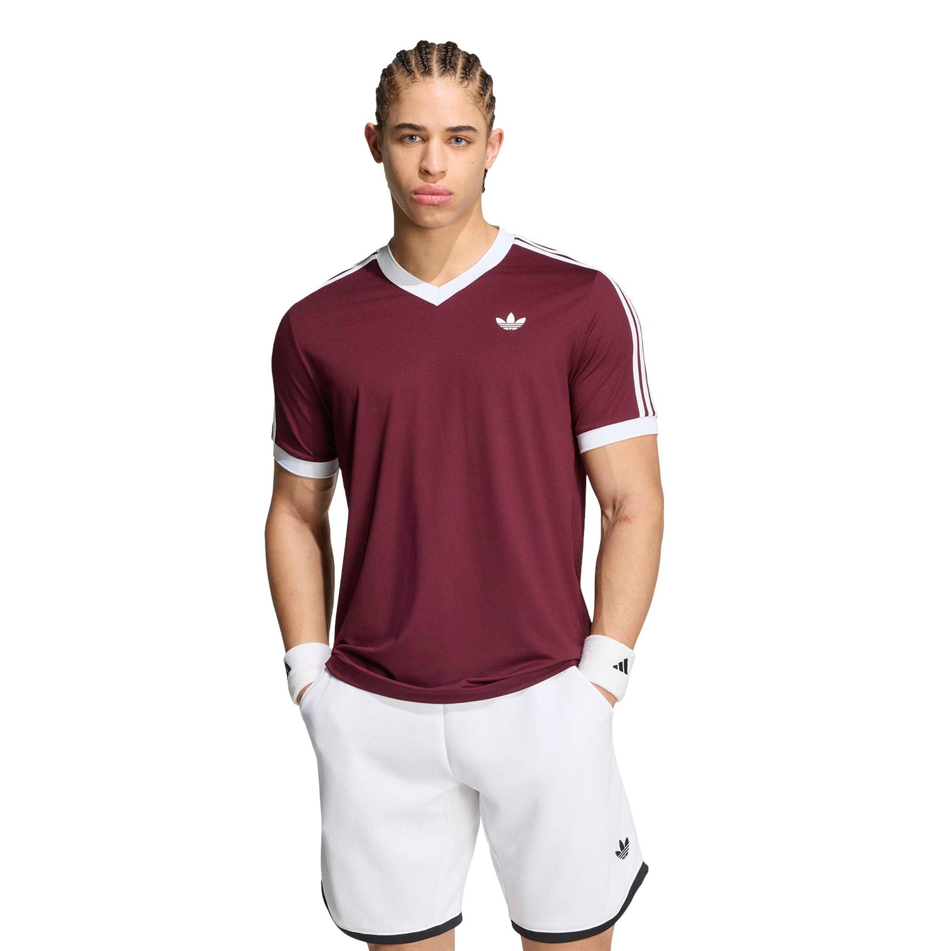 adidas Classics T-shirt Heren - wijnrood, wit