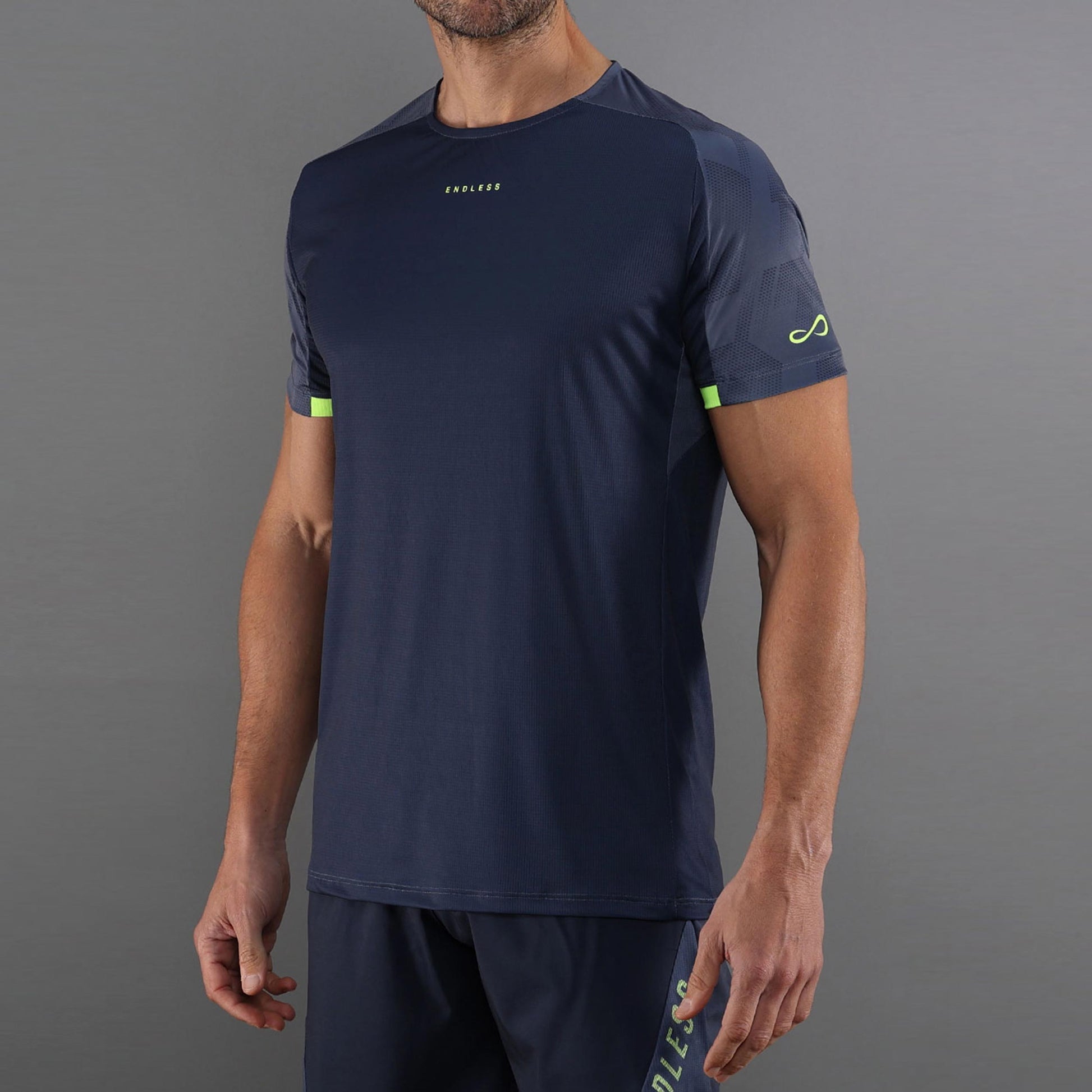 Endless RYKER T-shirt Heren - blauw, neongeel