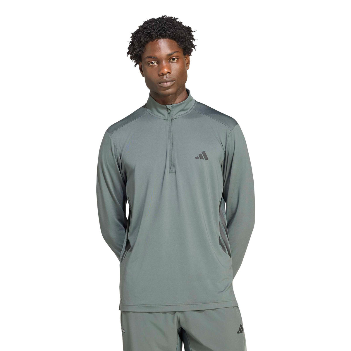 adidas Essentials 1/4 Zip Sweat-shirt Hommes - vert foncé