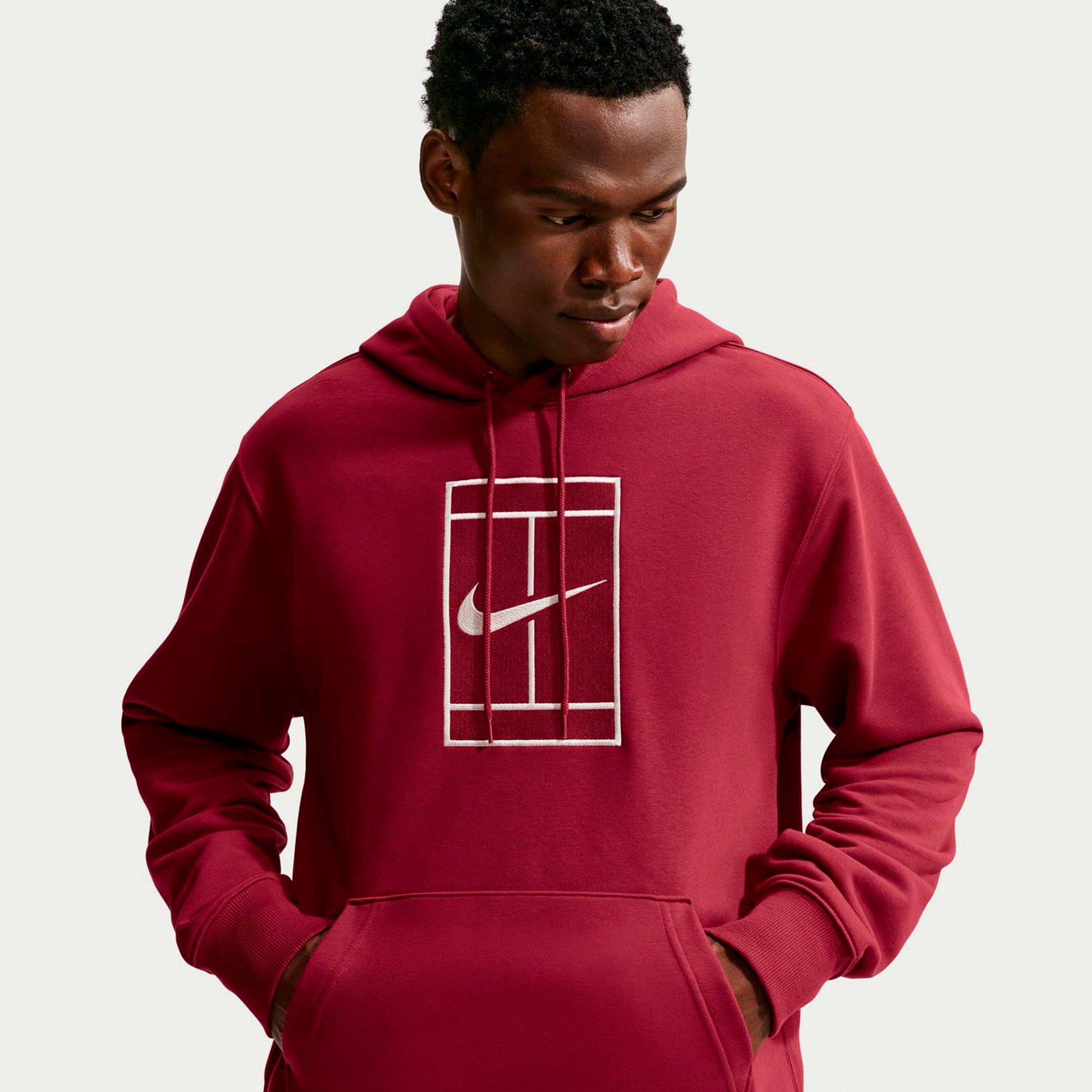 Nike Court Sweater met capuchon Heren - wijnrood, crème