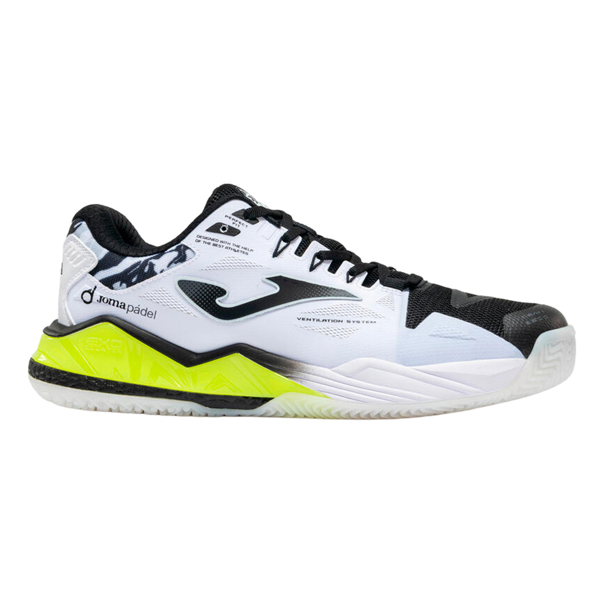 Joma Spin Padel schoen Heren - wit, neongeel