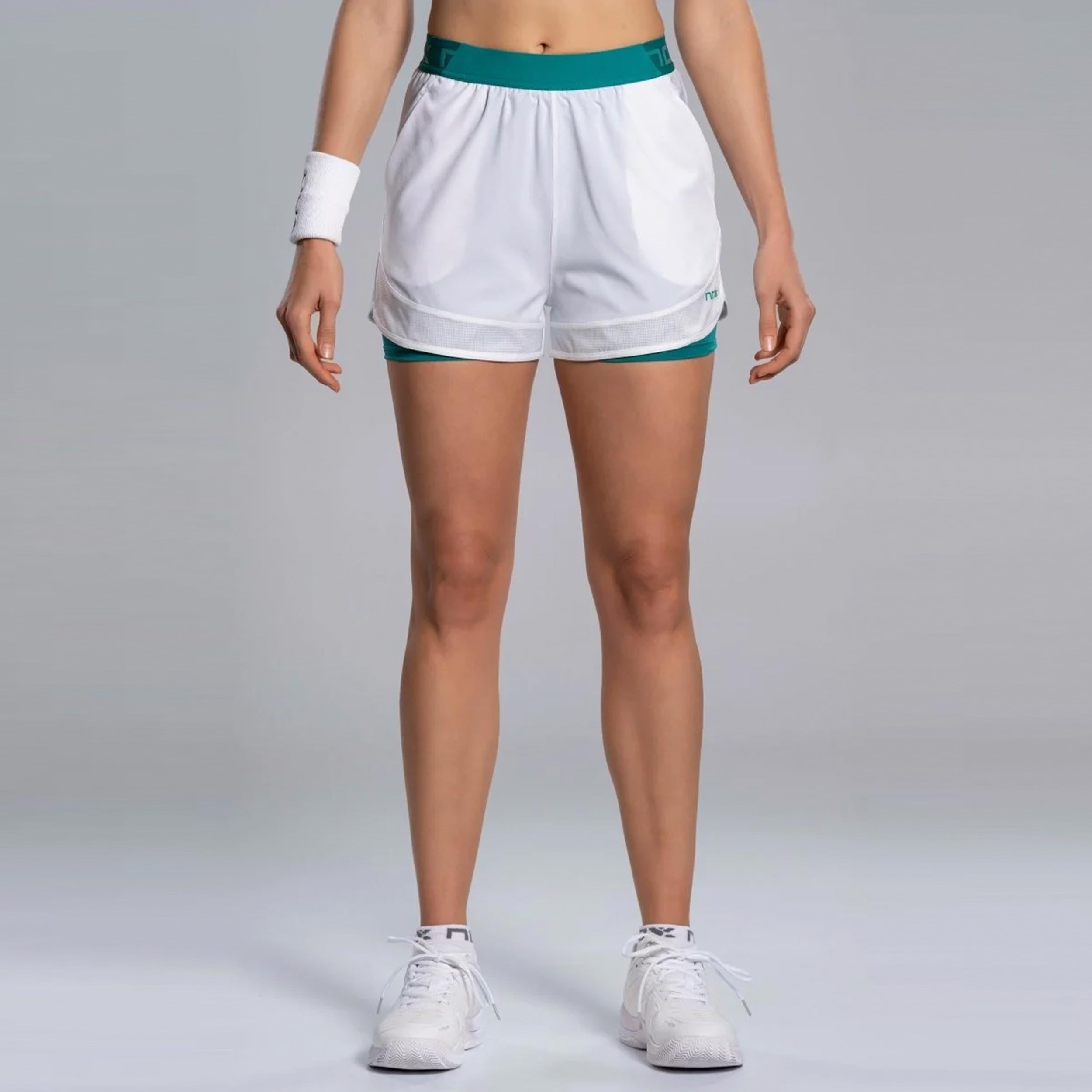 NOX Pro Shorts Dames - wit, blauwgroen