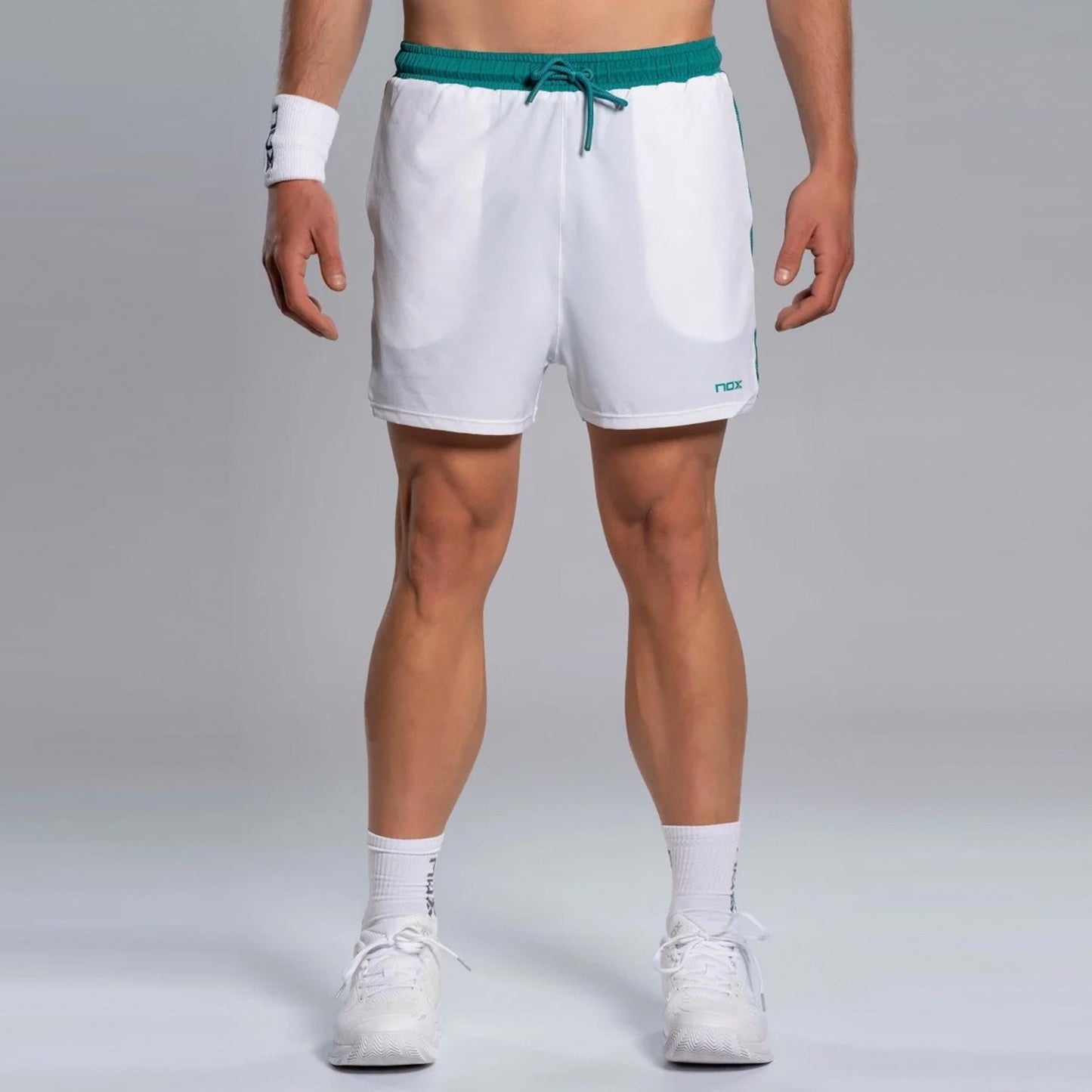 NOX Pro Shorts Heren - wit, blauwgroen