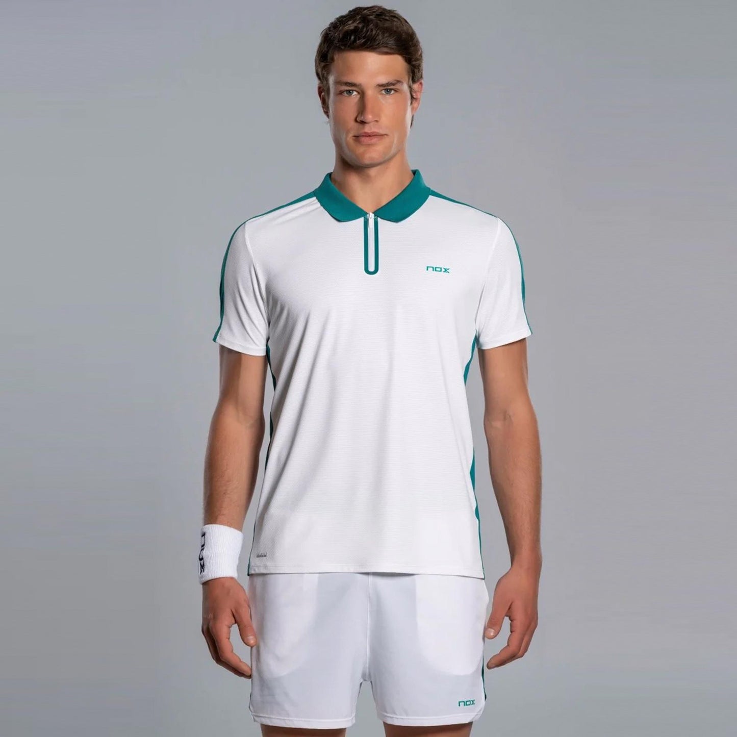 NOX Pro Polo Heren - wit, blauwgroen